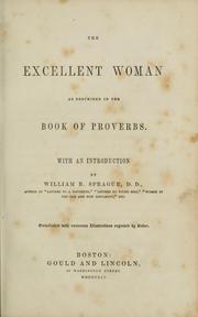 Cover of: The Excellent woman as described in the book of Proverbs