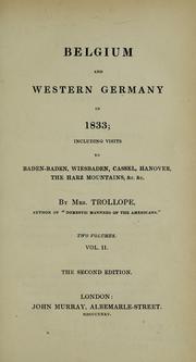 Belgium and western Germany in 1833 by Frances Milton Trollope