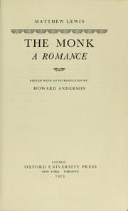 Cover of: The Monk