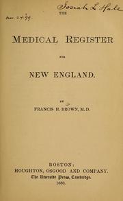 Cover of: The medical register for New England