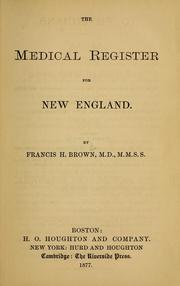 Cover of: The medical register for New England