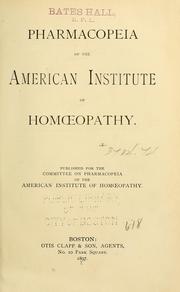 Cover of: Pharmacopeia of the American Institute of Hom℗œopathy.