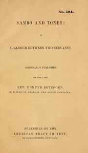 Cover of: Sambo and Toney: a dialogue between two servants