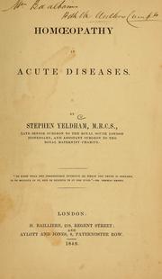 Cover of: Homoeopathy in acute diseases