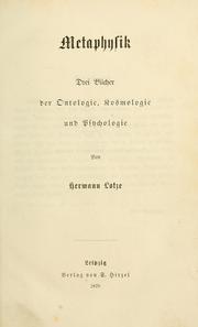 Cover of: Metaphysik: drei Bücher der Ontologie, Kosmologie und Psychologie