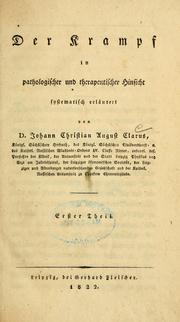 Cover of: Der Krampf in pathologischer und therapeutischer Hinsicht: systematisch erläutert. 1. Th