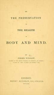 Cover of: On the preservation of the health of body and mind