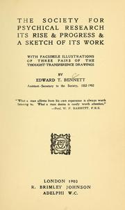 The Society for Psychical Research by Edward T. Bennett