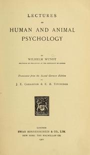 Cover of: Lectures on human and animal psychology