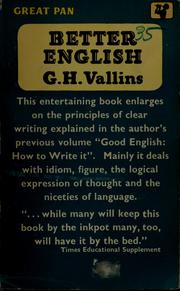 Cover of: Better English by George Henry Vallins