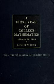 Cover of: A first year of college mathematics. by Raymond W. Brink