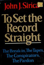 Cover of: To set the record straight