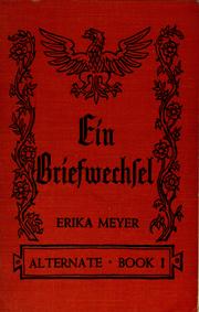 Cover of: Ein Briefwechsel by Erika Marie Meyer