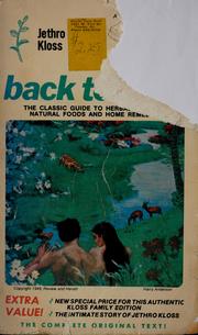 Cover of: Back to Eden by Jethro Kloss