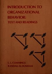 Cover of: Introduction to organizational behavior: text and readings