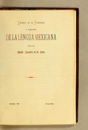 Cover of: Estudio de la filosofia y riqueza de la lengua mexicana by Agustín de la Rosa