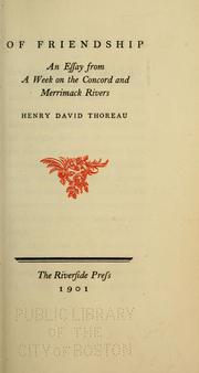 Cover of: Of friendship by Henry David Thoreau