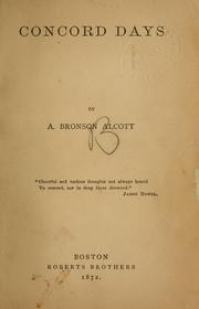 Cover of: Concord days by Amos Bronson Alcott