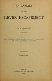 Cover of: An analysis of the lever escapement