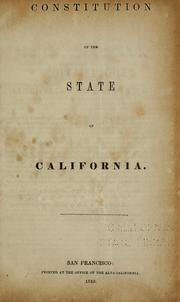 Cover of: Constitution of the state of California