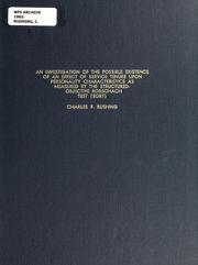 Cover of: An investigation of the possible existence of an effect of the service tenure upon personality characteristics as measured by the Structured-Objective Rorschach Test (SORT) by Charles F. Rushing