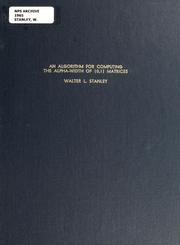 Cover of: An algorithm for computing the alphawidth of (0,1) matrices