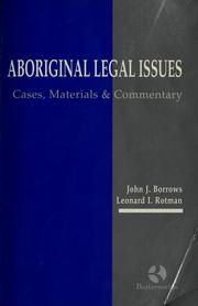 Cover of: Aboriginal legal issues by John Borrows