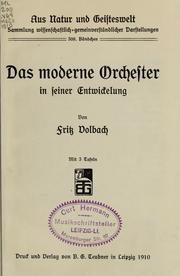 Cover of: Das moderne Orchester in seiner Entwicklung