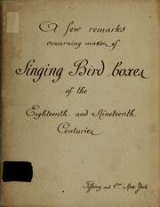 A few remarks concerning makers of singing bird boxes of the eighteenth and nineteenth centuries by Georges Constantin Pélissier