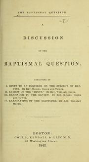 Cover of: The baptismal question