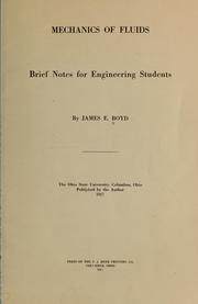 Cover of: Mechanics of fluids: brief notes for engineering students
