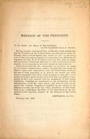 Message of the President by Confederate States of America. President