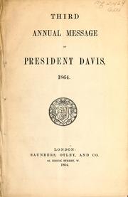 Cover of: Third annual message of President Davis, 1864