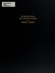 Cover of: An investigation of lead zirconate titante