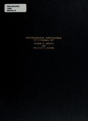 Cover of: Spectrographic investigation of a plasma jet