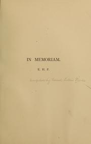 Cover of: In memoriam: E. H. P.