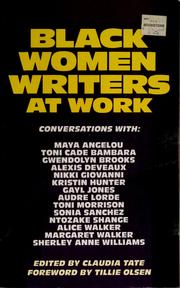 Cover of: Black women writers at work by edited by Claudia Tate.