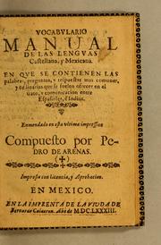 Cover of: Vocabulario manual de las lenguas castellana, y mexicana by Pedro de Arenas