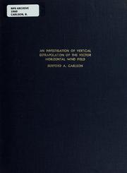 Cover of: An investigation of vertical extrapolation of the vector horizontal wind field