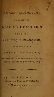 Cover of: Discours préliminaire au projet de constitution pour la République Française