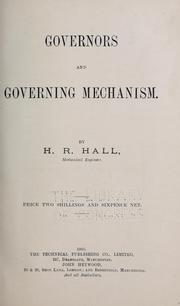 Cover of: Governors and governing mechanism...