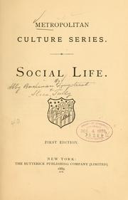 Cover of: Social life