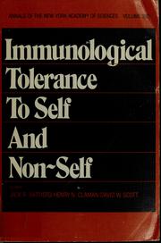 Cover of: Immunological tolerance to self and non-self by Jack R. Battisto, Henry N. Claman, Scott, David W.