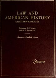 Cover of: Law and American history: cases and materials