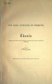 Cover of: The basic nitrates of bismuth