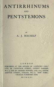 Cover of: Antirrhinums and Pentstemons by Albert James Macself