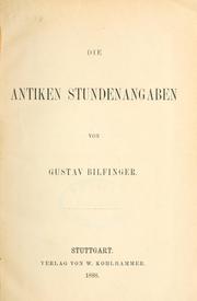 Cover of: Die antiken Stundenangaben