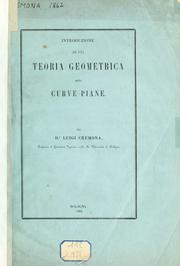 Introduzione ad una teoria geometrica delle curve piane by Luigi Cremona