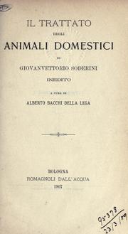Cover of: Il tratto degli animali domestici, inedito by Giovanvettorio Soderini