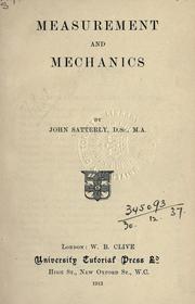 Cover of: Measurement and mechanics